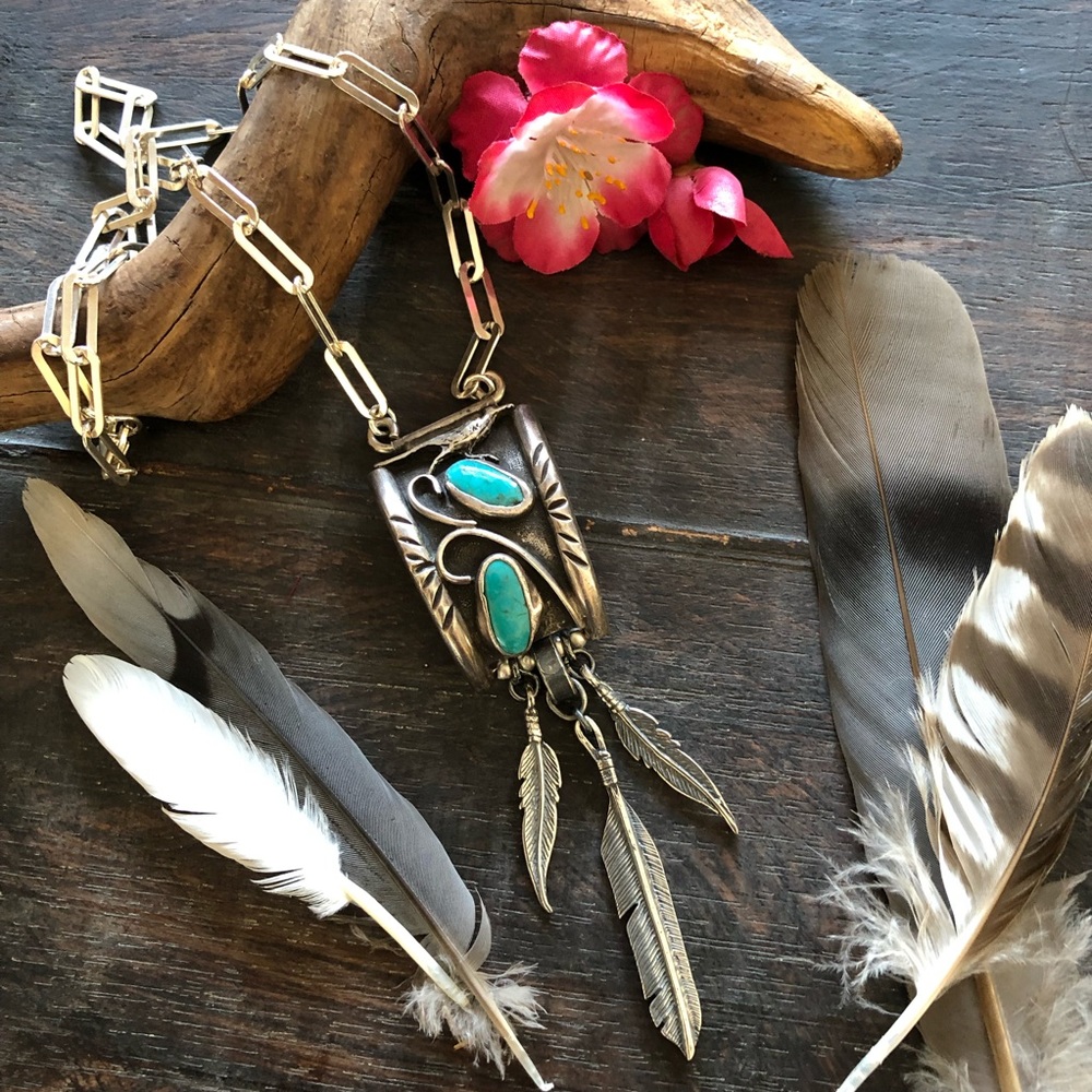 Handmade sterling feather necklace